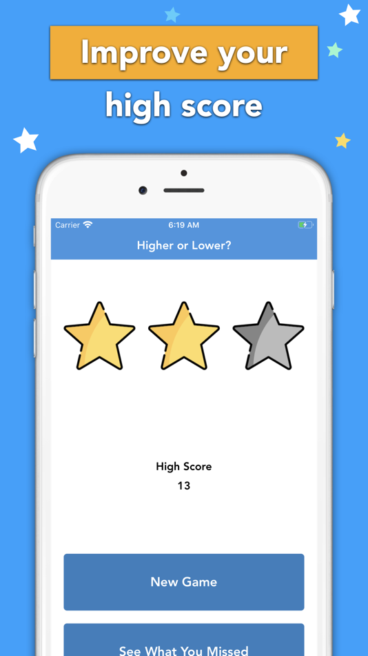 #3. The Higher or Lower Quiz Game (iOS) 由: CodePro Studios