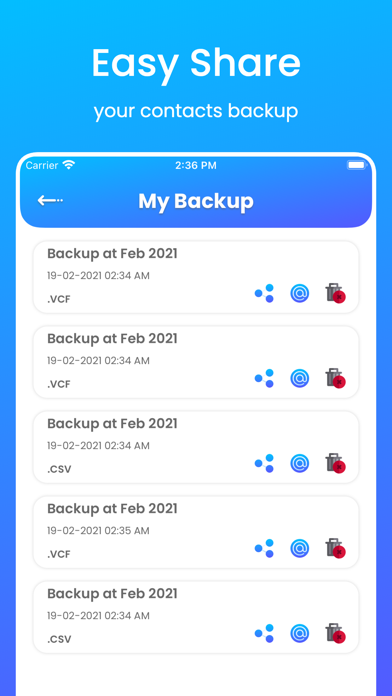 MCBackup Pro - Contacts Backup Screenshot