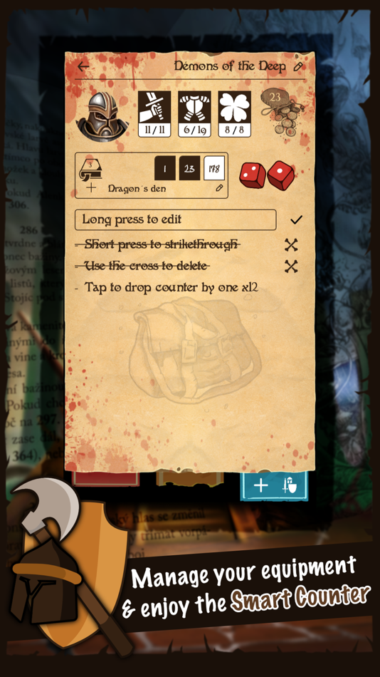#3. Adventure Sheet: for Gamebooks (iOS) By: Alexandre Guidet