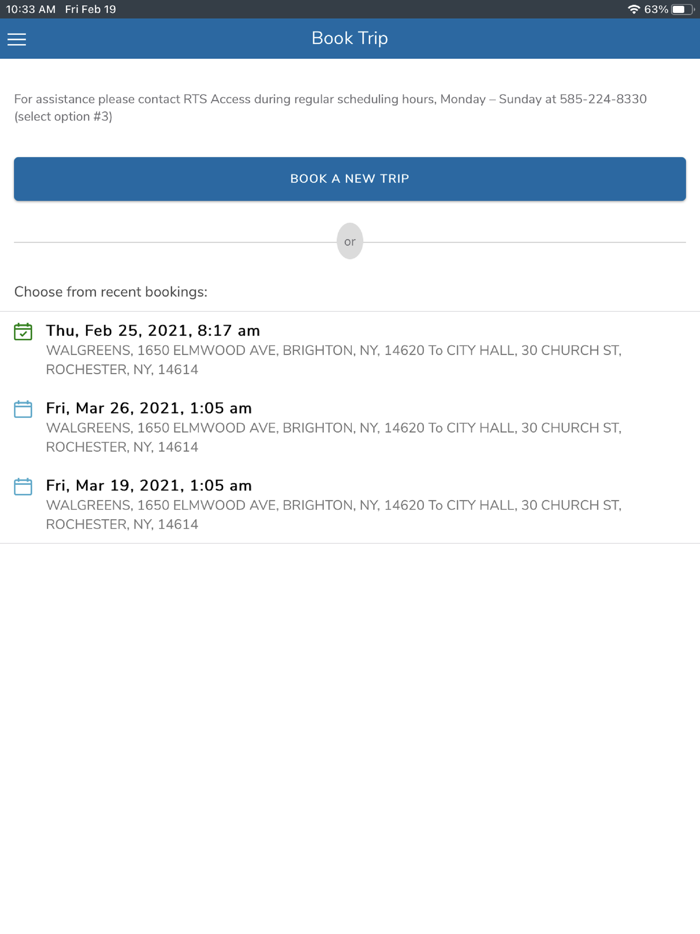 RTS Access Ride Request