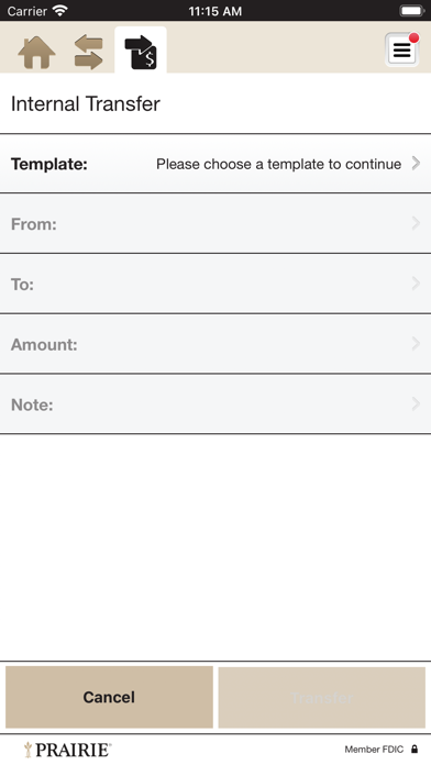 Prairie Community Bus Banking Screenshot