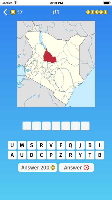 Kenya: Provinces Map Quiz Game Screenshot