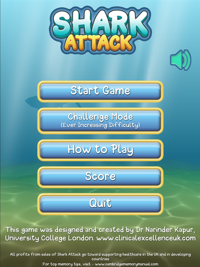 Shark Attack Memory Game
