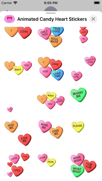 Animated Candy Hearts Stickers Screenshot