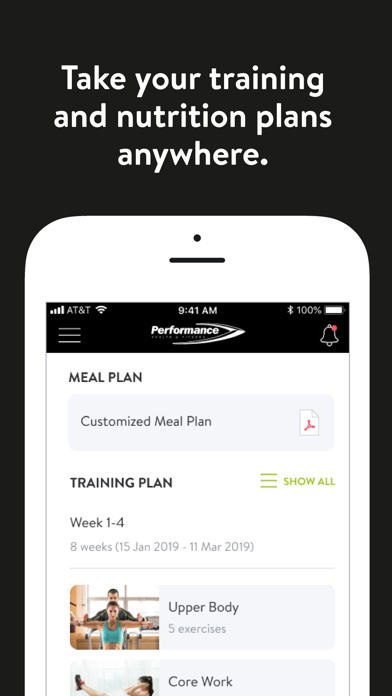 Performance Health and Fitness Screenshot