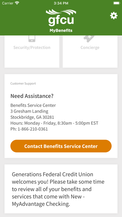 GFCU MyBenefits Screenshot