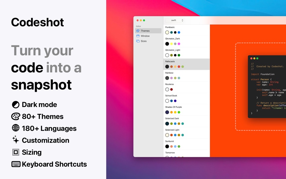 #1. Codeshot (macOS) By: Sarun Wongpatcharapakorn