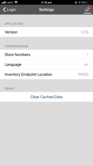 Capture d'écran de Dominos Global Inventory App sur iPhone 2