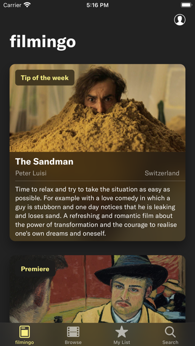 filmingo Arthouse Streaming Screenshot