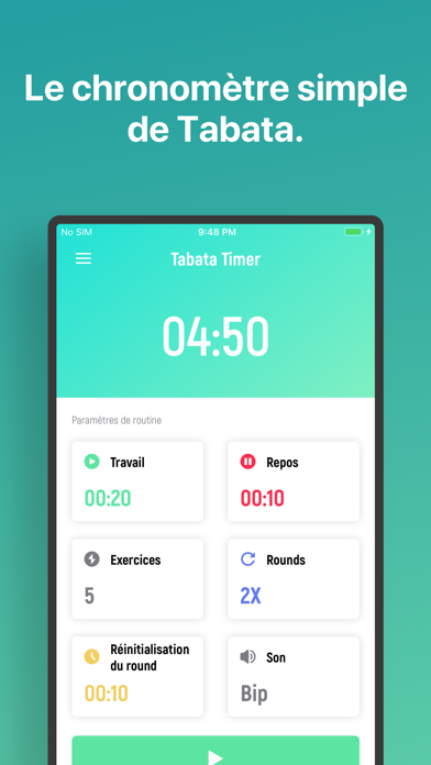 Screenshot #1 pour Tabata Timer □ Minuteur
