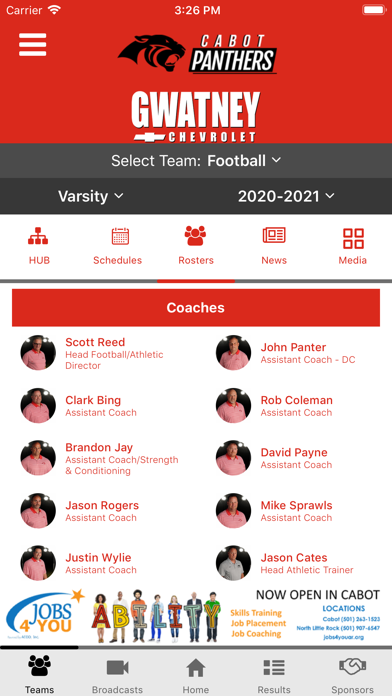 Cabot Panthers Athletics Screenshot
