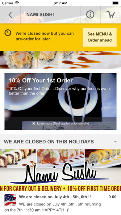 Nami Sushi Restaurant Screenshot