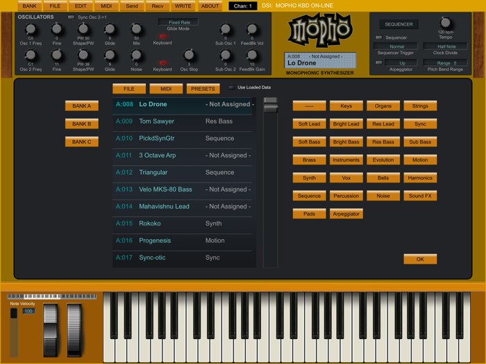 Mopho Keyboard Sound Editor