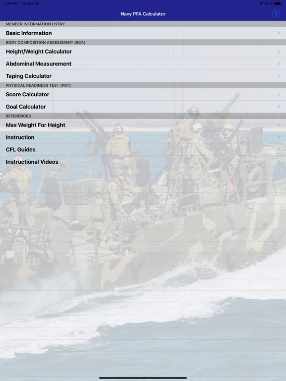 Screenshot #4 pour Navy PFA Calc