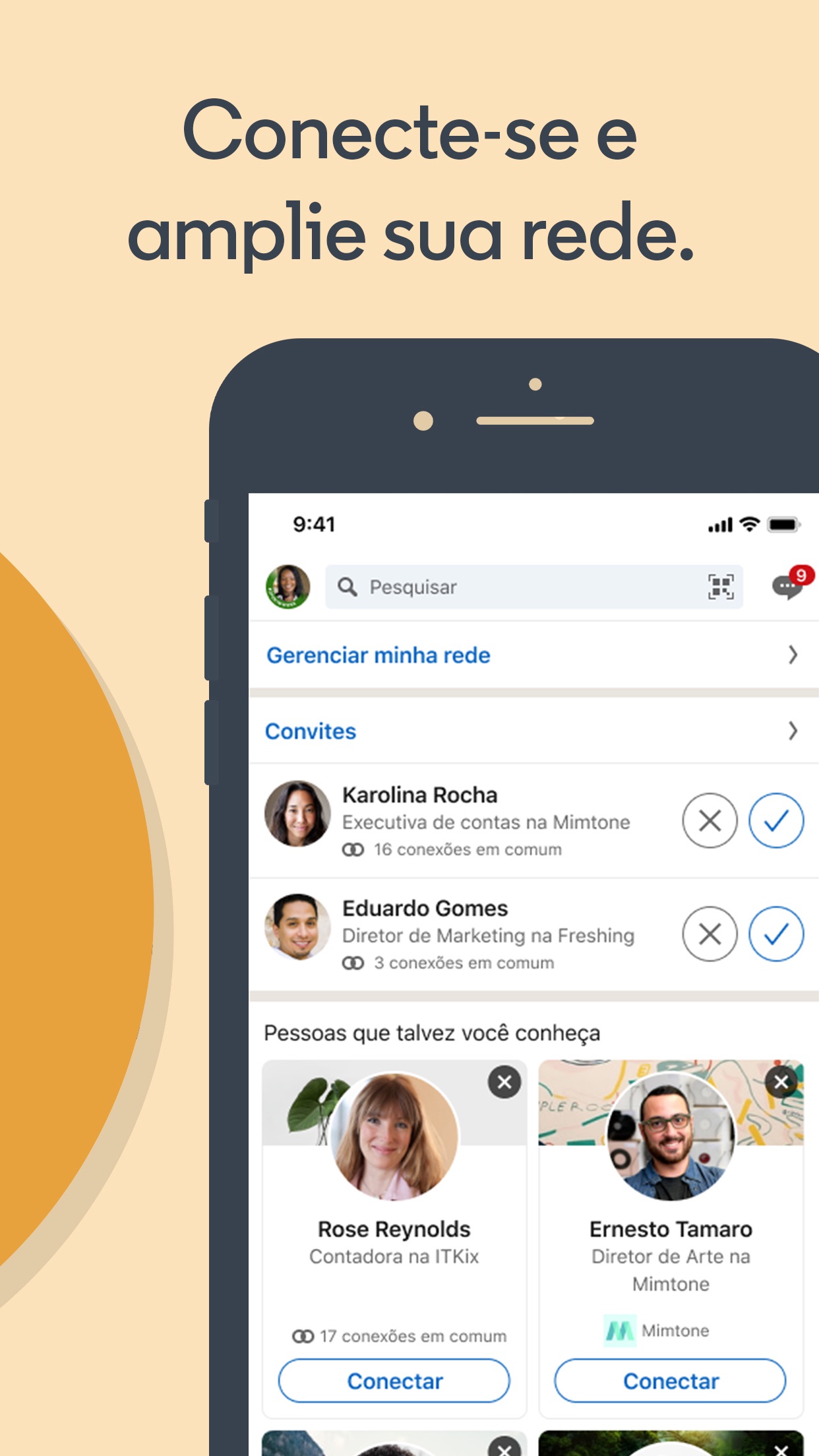 Screenshot do app LinkedIn
