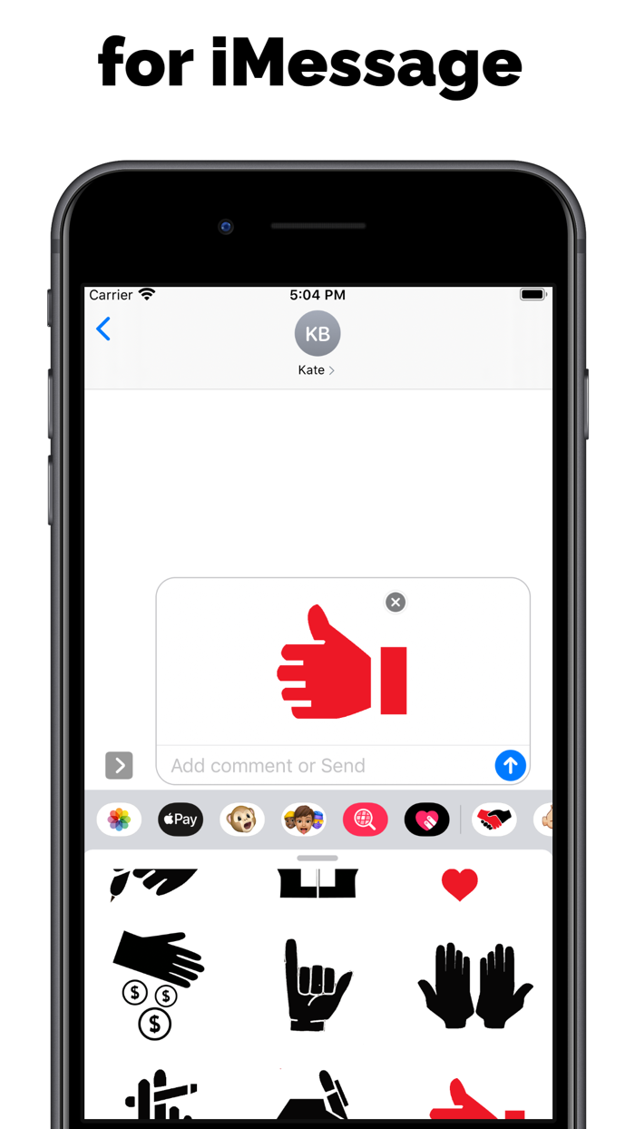 Hand stickers and top text emoji