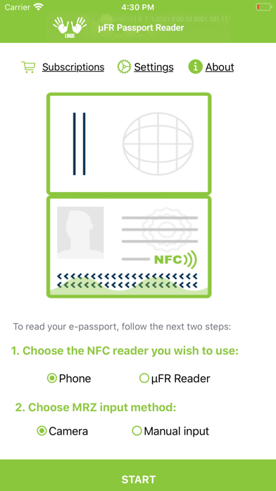 µFR NFC ePassport Reader Screenshot