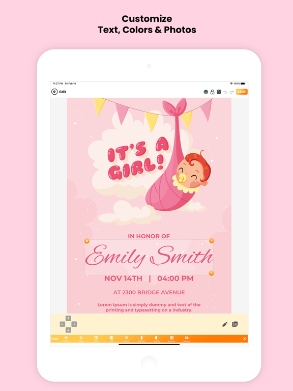 Invitation Card Maker (RSVP) iPad screenshot 4 - Graphics & Design app
