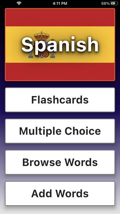Learn Spanish Words Flashcards Screenshot