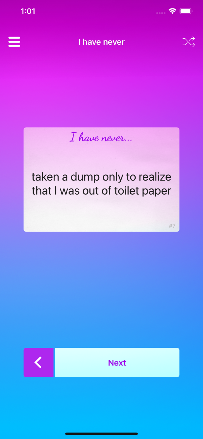 I have never Party game