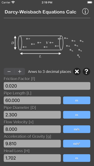 Darcy Weisbach Equations Calc screenshot 3