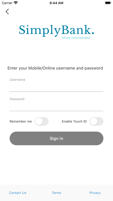 SimplyBank Card Control Screenshot