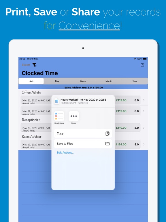 Screenshot #5 pour HoursTracker - Clock-in