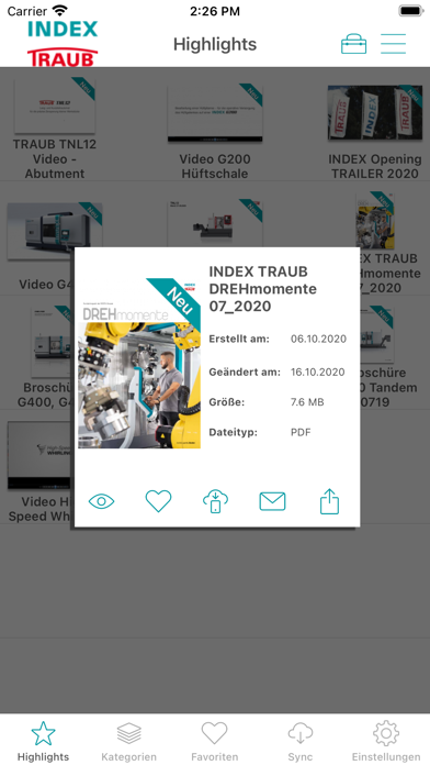 INDEX TRAUB Sales Screenshot