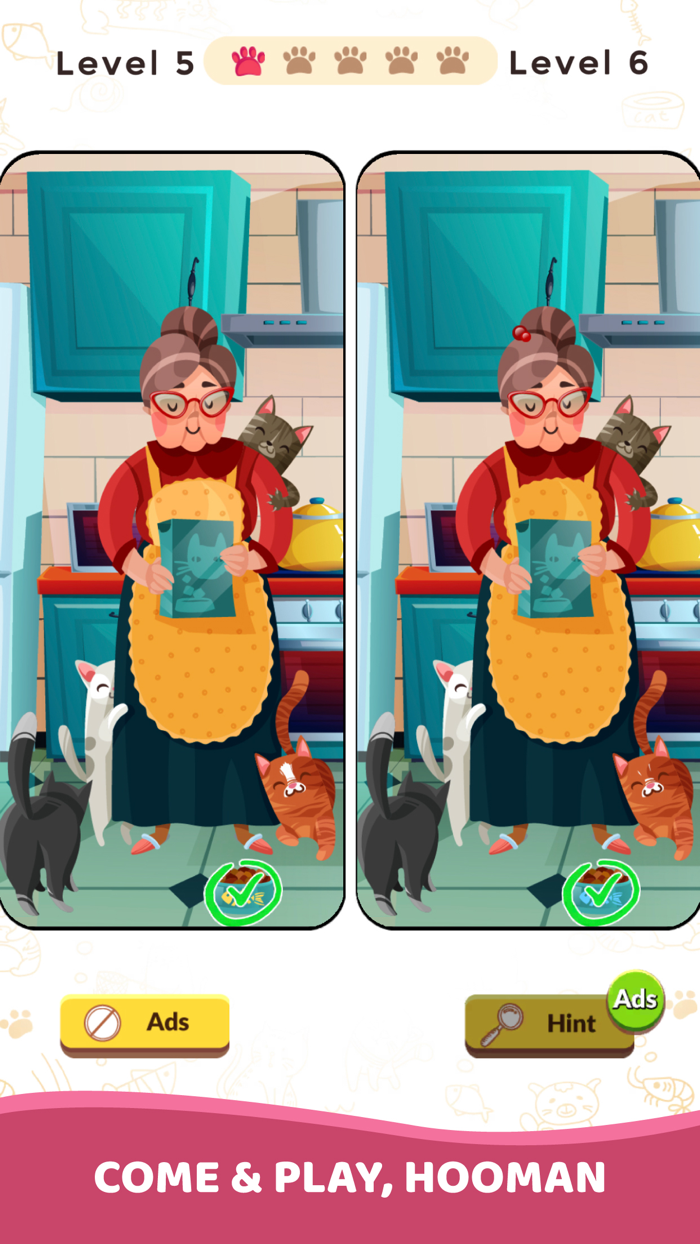 Cat game Find different spots