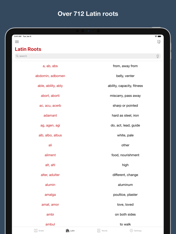 Greek and Latin Roots iPad screenshot 7 - Reference app