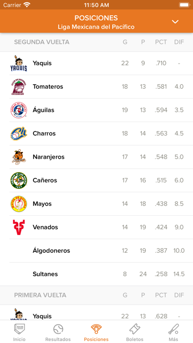 Naranjeros de Hermosillo Screenshot