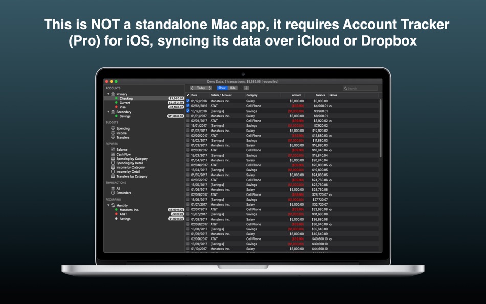 #1. Account Tracker XL (macOS) Podle: Graham Haley