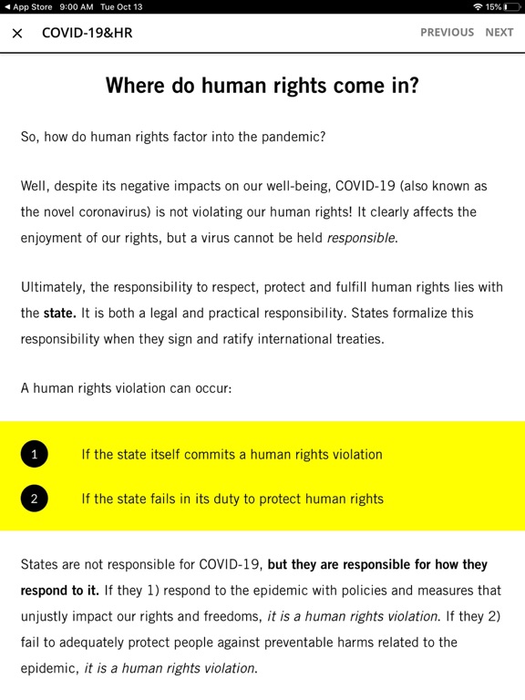 Human Rights Academy iPad screenshot