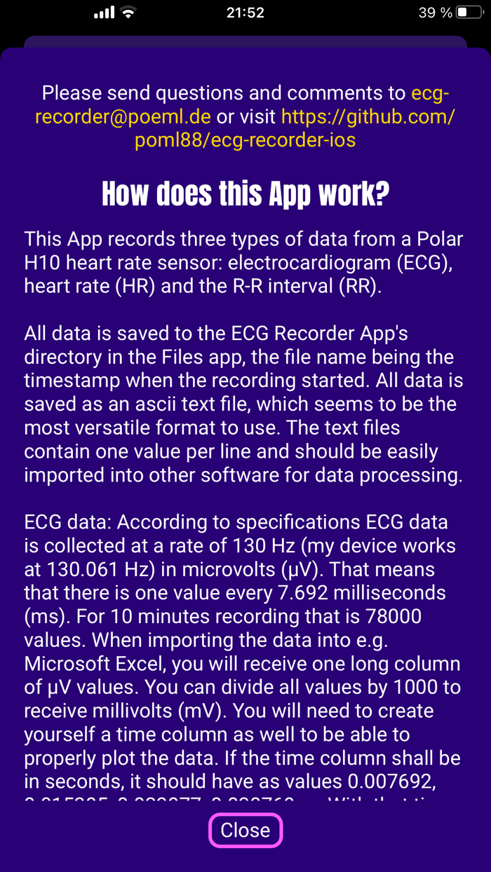 ECG EKG Recorder for Polar H10