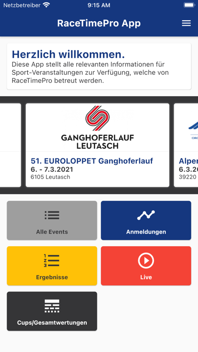 RaceTimePro App Screenshot