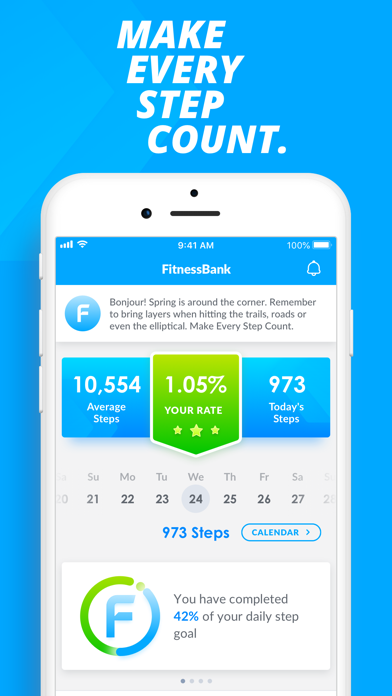 FitnessBank Step Tracker Screenshot