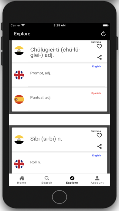 Garifuna Dictionary Screenshot