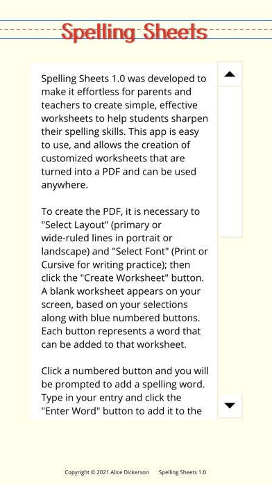 Spelling Sheets Screenshot