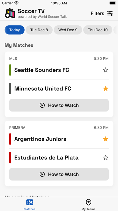 Soccer TV Schedules Screenshot