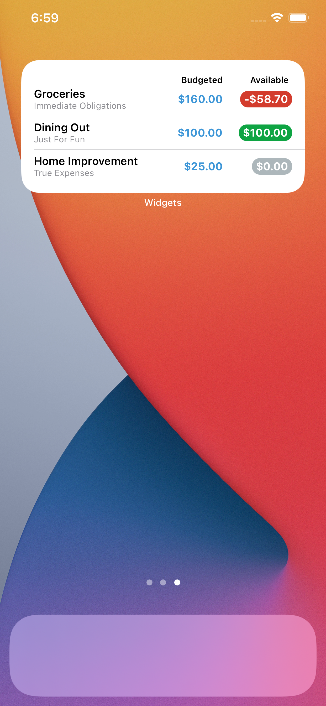 Widgets for YNAB