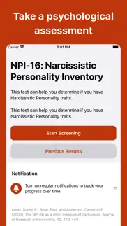 narcissistic personality test iphone screenshot 1