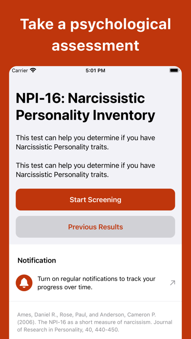 Screenshot #1 pour Narcissistic Personality Test