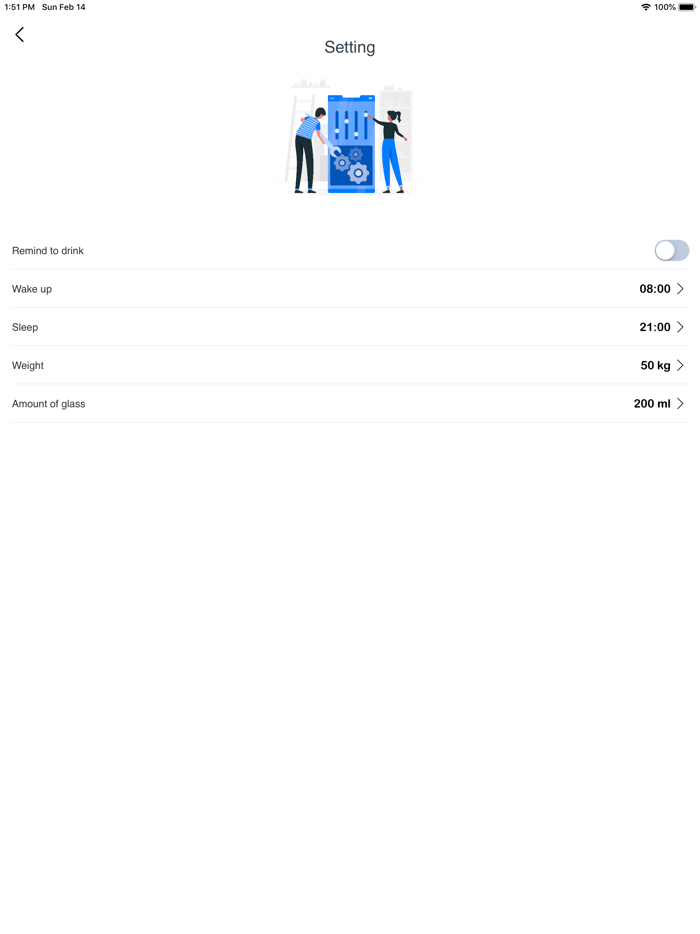 Drinking water in reminders