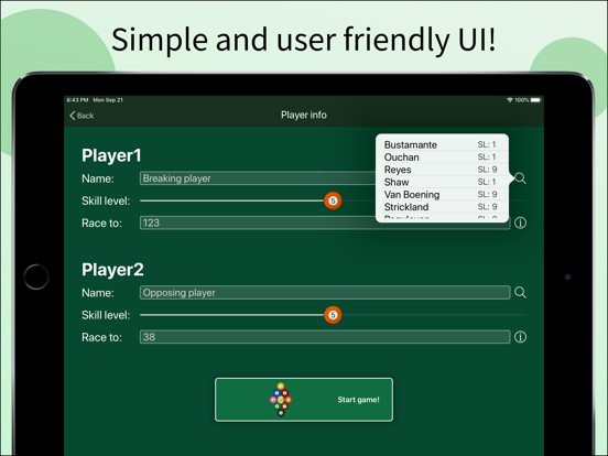 Pool Scoreboard for 9BALL iPad screenshot 2 - Sports app