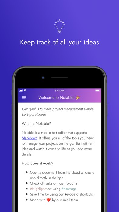 Notable: manage your ideas Screenshot