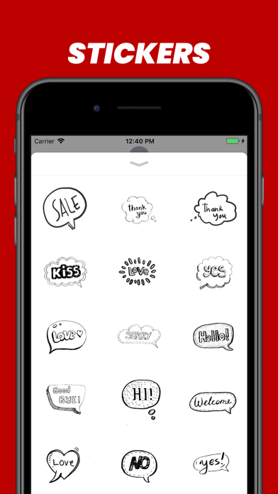 BW bubbles comics stickers Screenshot