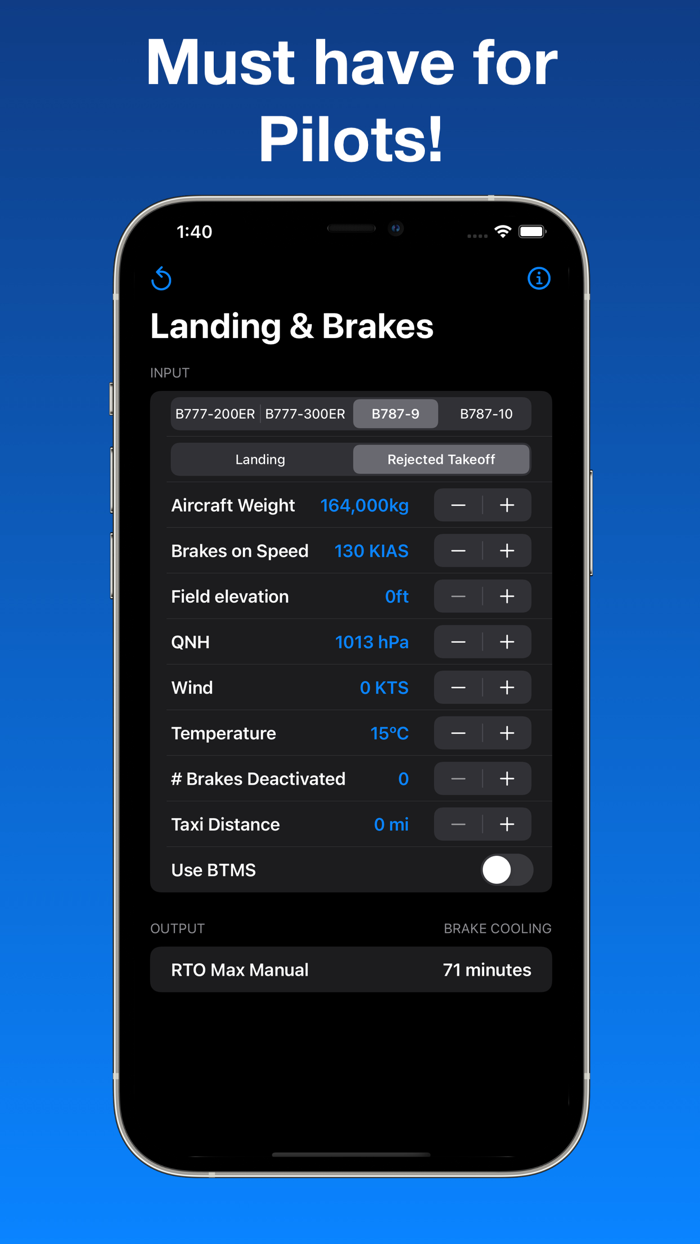 B777-787 Landing and Brake Tool