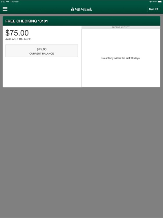 M&M Bank Mobile for iPad