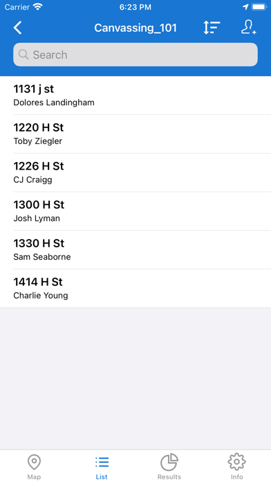 Organizer Canvassing Screenshot