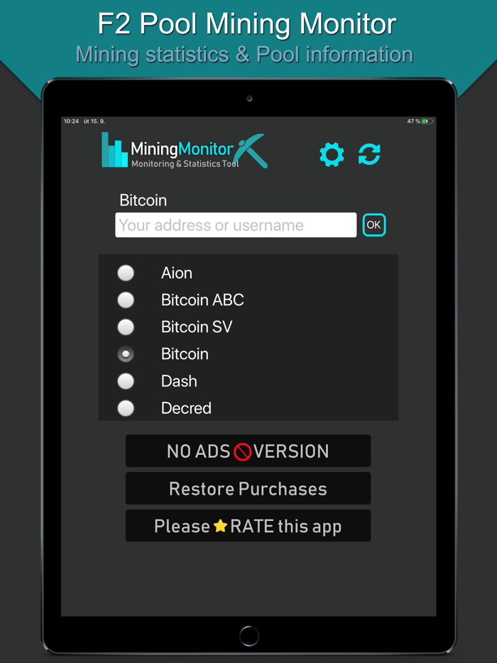 Monitor for F2 mining pool
